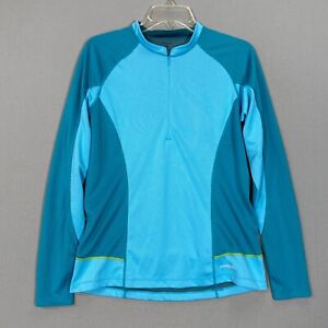 Patagonia Women's Large 1/4 Zip Long Sleeve Bike Cycling Jersey Shirt Blue