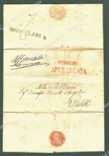 UMBRIA. FOLIGNO+ AFFRANCATA bolli in stampatello rosso su lettera per Visso...