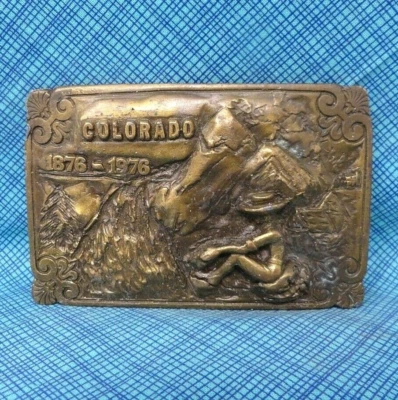 Fivela de cinto Colorado Centennial 100 anos 1876 1976 vintage 1975 PPI Denver.CPA294 - Imagem 1 de 4
