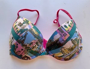 Unique HOLLYWOOD Postcard Print UNDERWIRE BRA Size 34B NWOT - Picture 1 of 15
