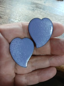 Vintage Modernist 60s Copper Enamel Painted Spatter Earrings Purple Heart Clip - Picture 1 of 4