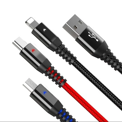 3 in 1 AICase USB To Type-C /Micro-USB iPhone Charger Cable Multi Charging Cord - image 1 of 4