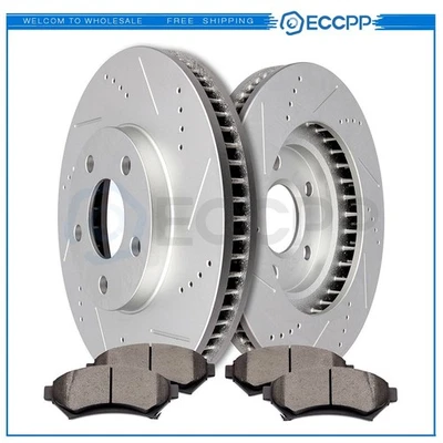 Front Ceramic Brake Pads Rotors For 1997-05 Cadillac DeVille 00-05 Chevy Impala Foto 1 de 4