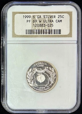 1999-S Silver Proof Georgia State Quarter, NGC PF-69 Ultra Cameo, Older Holder - Image 1 of 2