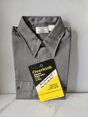 Camisa Overkirk Deadstock Ropa de Trabajo Vintage Años 70 Gris Nueva con Etiquetas Foto 1 de 4