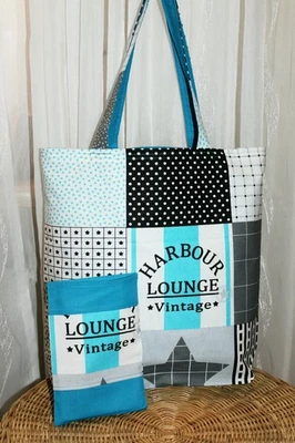 Einkaufstasche mit Hülle ,Stofftasche,Beutel,Shopper,selbst genäht - Bild 1 von 4