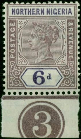 Northern Nigeria 1900 6d Dull Mauve & Violet SG6 Fine MNH Pl.3 Marginal Cover