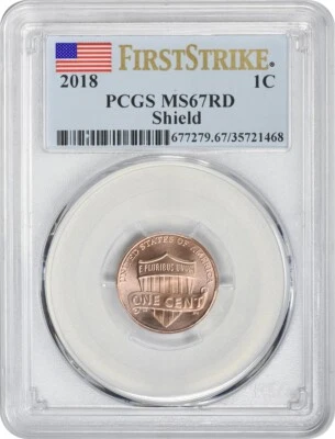 2018 Lincoln Cent MS67RD First Strike PCGS - Image 1 of 2