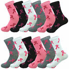 3-12 Pairs Womens Cotton Crew Socks Classic Casual Pink Ribbon Sign Size 9-11