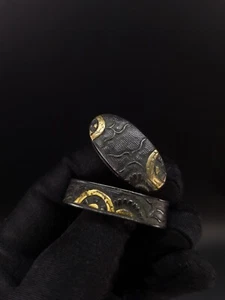Espada japonesa rueda hidráulica Fuchi y Kashira para Katana, período Edo antiguo B095 - Imagen 1 de 14
