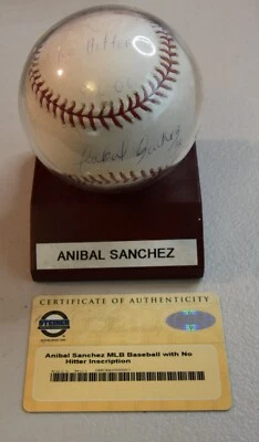 Béisbol Steiner Aníbal Sánchez 9/6/06 sin bateador firmado Rawlings OML Foto 1 de 3
