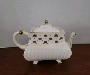 NEW ANTHROPOLOGIE X THE MET TEAPOT COFFEE 2 PIECE SET CLASSIC GILDED STONEWARE - Picture 1 of 9