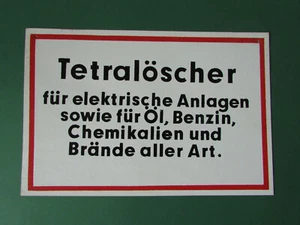 altes DDR Schild Hinweisschild Fabrikschild Feuerlöscher " Tetralöscher " (3) - Bild 1 von 2