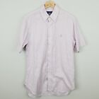 RALPH LAUREN Mens Size 15.5 or 39 Purple Striped Easy Care  Short Sleeve Shirt