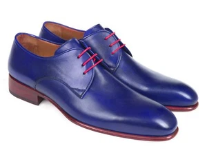 Paul Parkman Blue Hand Painted Derby Shoes (ID#633BLU13) - Picture 1 of 4
