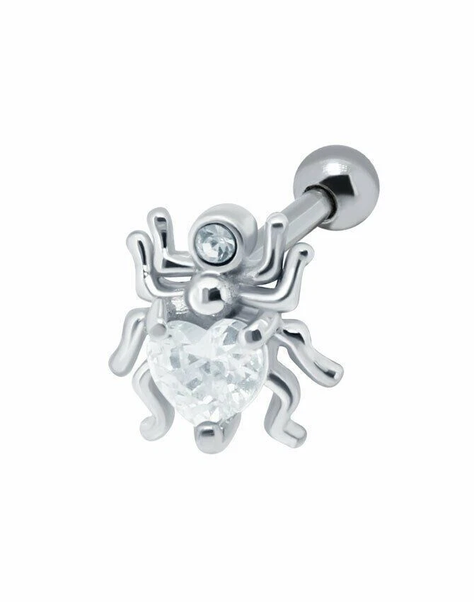 Araña de acero quirúrgico 316L cartílago de oreja hélice Tragus circonita cúbica 16G Foto 1 de 1