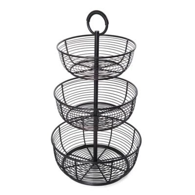 Gourmet Basics by Mikasa Fruit Basket Round Convenient Handle Black Steel 3-Tier - Image 1 of 4