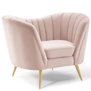 Modway Opportunity Modern Performance Velvet Armchair in Pink Finish - Picture 1 of 7