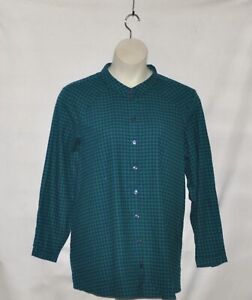 Joan Rivers Checkered Swing Style Shirt Size 1X Blue/Green