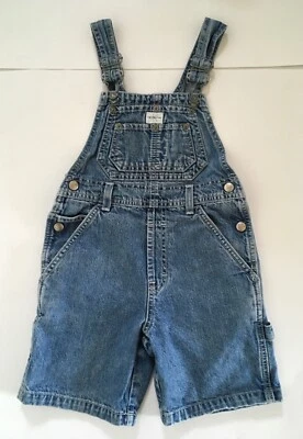 VTG USA Made Calvin Klein Carpenter Jean Shortalls Girls M Y2K Double Stone Wash - Image 1 of 4