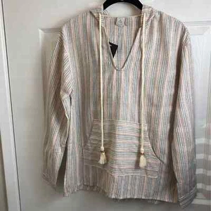 NWT Paper Crane Popover Long Sleeve Hoodie Pocket Shirt Beach Swim Small - Picture 1 of 8