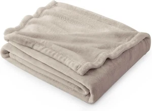 Fleece Blanket Twin Size - 300GSM Lightweight Twin (60" x 80") Oxford Tan - Picture 1 of 8
