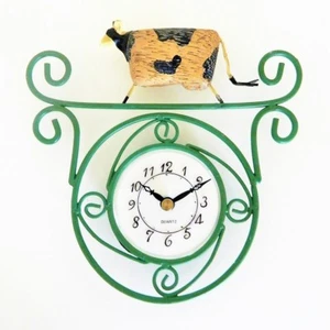 Cow Wall Clock Country Kitchen Primitive Battery Ranger Gift New Boxed - Picture 1 of 2