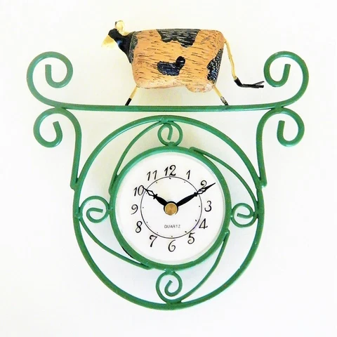 Cow Wall Clock Country Kitchen Primitive Battery Ranger Gift New Boxed Cover