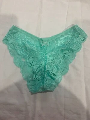 Women Floral Lace Bow Hipster Bikini Panty Sz M Mint - Image 1 of 2