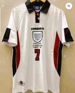 Maglia INGHILTERRA FRANCIA 98 CALCIO CAMISETA SHIRT S M L XL XXL BECKHAM 7 UMBRO - Picture 1 of 6