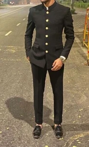 Black Wedding Suit for Men Evening Party Wear 2 Piece Groomsmen Suit - Picture 1 of 6