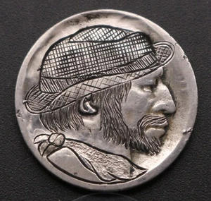 High Plains Drifter - The Trailworn Rider - Hand Carved Hobo Nickel - Bild 1 von 3