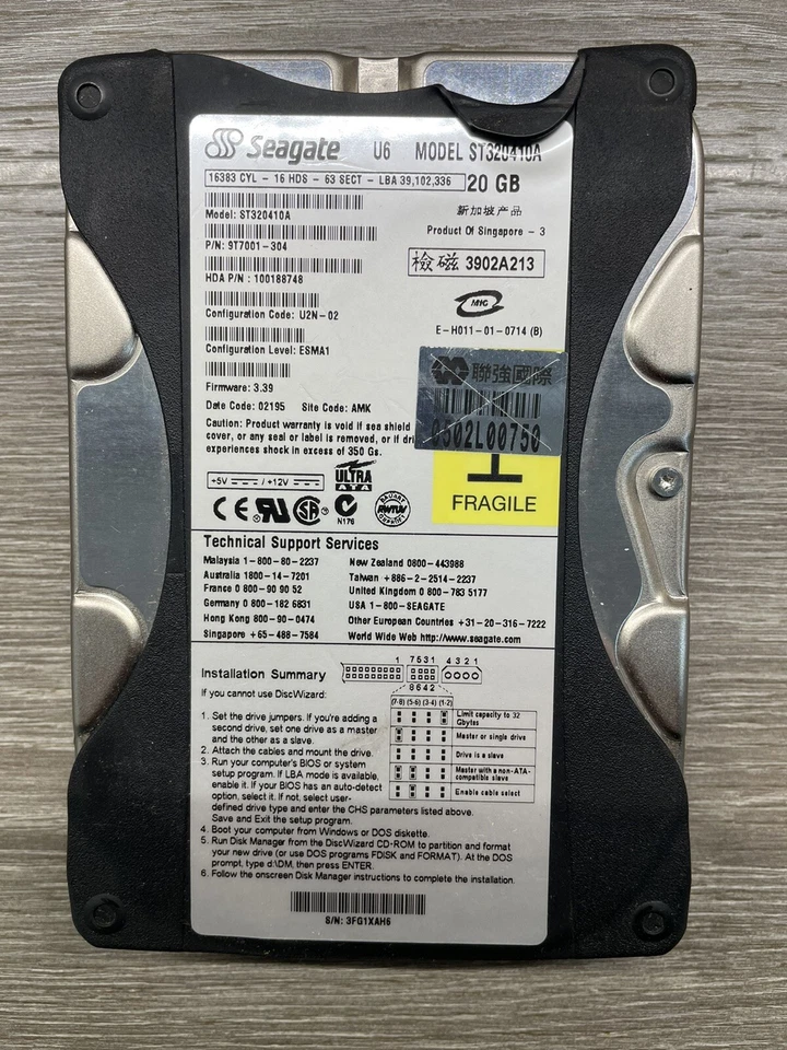 Seagate ST320410A U6 20GB 5400RPM 3.5" IDE Hard Drive - Image 1 of 2