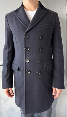 Gucci Military Double Breasted Wool Overcoat, Navy, Size 48 - Image 1 of 4