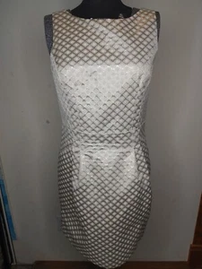 Dalia Sz 8 Holiday Dress Silver White Sleeveless Knee Length Pockets A37 - Bild 1 von 19