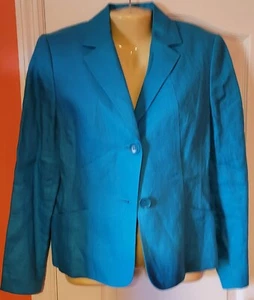 Talbots Woman 100% Irish Linen Blazer Notch Lapel Azure/Sapphire Blue NWT Size 8 - Picture 1 of 6