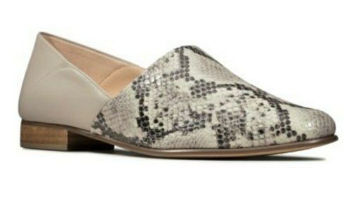 SCARPE MOCASSINI PIATTI CLARKS DONNA * TONO PURO * STAMPA SERPENTE UK 5 5 D