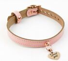 AMARE CUSTOM engraved Rose Gold heart pendant collar Blush Pink leather Col39