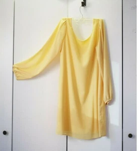 Peaches N Cream Yellow Long Sleeve Mod Shift Dress, Size S - Picture 1 of 7