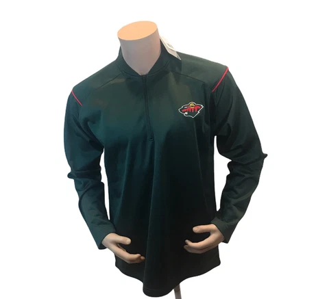 NEW Men's NHL Minnesota Wild 1/4 Zip Pullover Sweater  Large NWT Cover