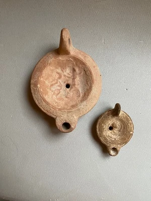 Rare Très Grande Lampe Romaine Ou Gallo Romaine Terre Cuite Antique - Photo 1/4