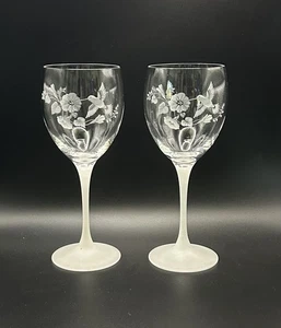 2 Vintage 24% Kristall Avon Kolibri Weingläser mattierter Stiel 8,25" Frankreich - Bild 1 von 4