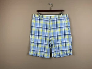 FootJoy Performance Golf Shorts Mens 38 X 10 Blue White Plaid Nylon Lightweight - Picture 1 of 10