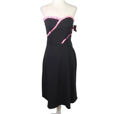 Vestido de fiesta midi vintage Y2K autoestima negro rosa ribete sin tirantes 3 nuevo con etiquetas Foto 1 de 4
