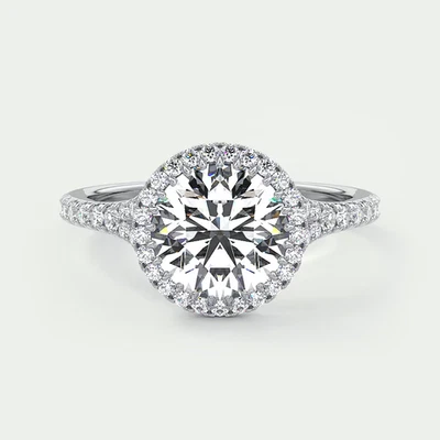 Wedding Ring 18k White Gold Lab Grown IGI Certified Round 2.5 Carat Diamond - Image 1 of 4