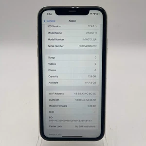 Unlocked Apple iPhone 11 128GB 17.4.1 White MWKV2LL/A - Picture 1 of 10