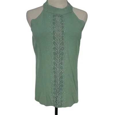 Suéter Camisa Para Mujer Vila Milano Verde Sin Mangas Detalle Encaje Talla L Foto 1 de 4