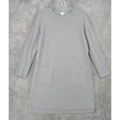 J Jill свитер платье маленький пуловер минималистский уютный эластичной вязаный серый карманы - Изображение 1 из 4