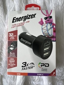 Energizer Type-C + 2 USB Car Charger, 32 watt, Power Delivery New In Box - Photo 1 sur 5