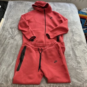 Nike Tech Fleece Set Mens XL Red Full Zip Hoodie Jogger Pants FB7921-672 - Picture 1 of 22